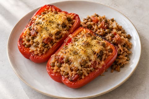 Lentil and rice stuffed peppers — finished-dish illustration