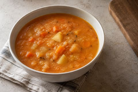 Potato and carrot soup — finished-dish illustration