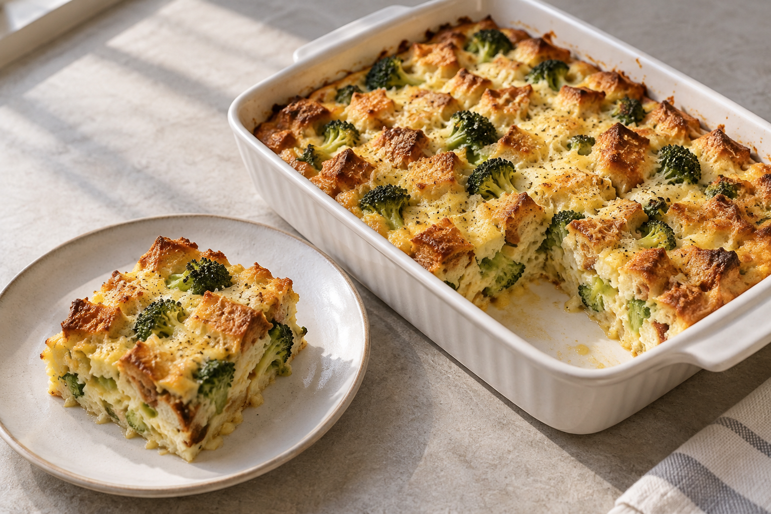 Savoury vegetable bread bake — finished-dish illustration
