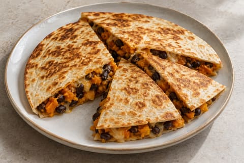 Sweet potato and black bean quesadillas — finished-dish illustration
