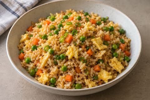 Vegetable and egg fried rice — finished-dish illustration