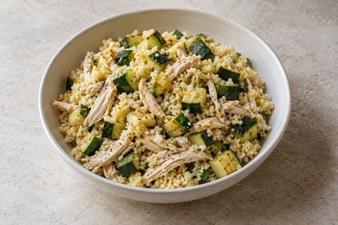 Warm chicken and vegetable couscous — finished-dish illustration
